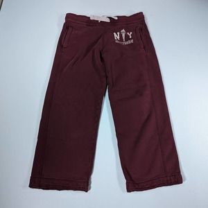 Abercrombie Sweat Pants Womens Size L Maroon Vintage Distressed Straight Leg Y2K